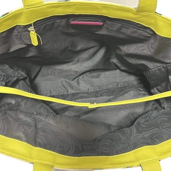 Auth EMILIO PUCCI - White Purple Multi Canvas Leather Tote Bag - Picture 7 of 12